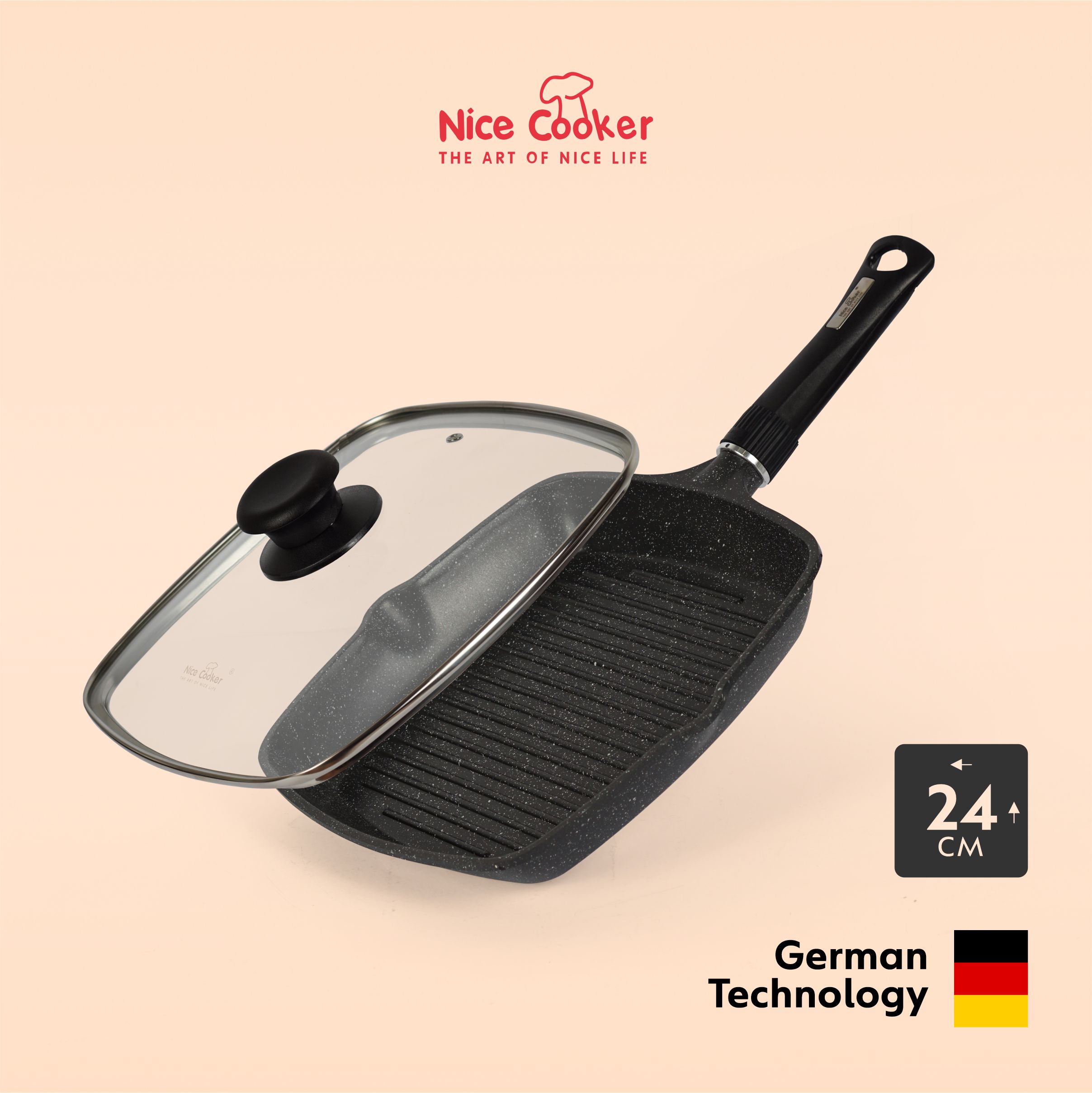 Гриль-сковорода Nice Cooker Lock Series 24х24 см PLAS-82382D (BL)